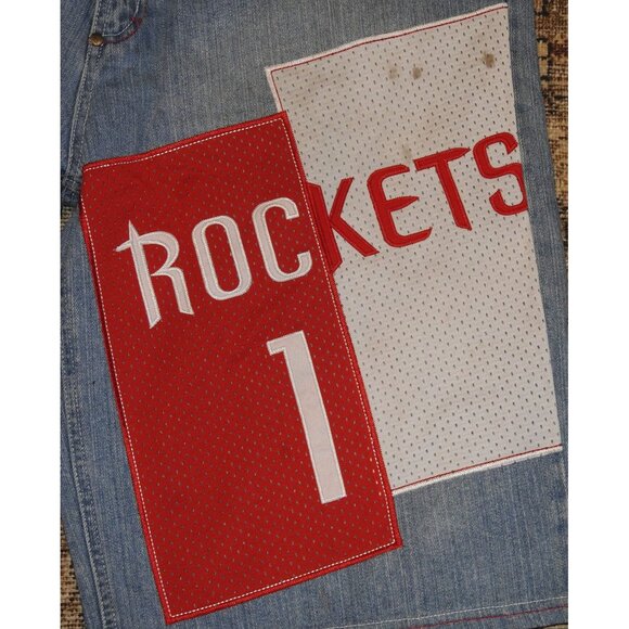 Vintage UNK Denim NBA Houston Rockets Tracy McGrady Shorts Size 38 - Picture 3 of 14